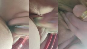 plaisir solo avec mon sextoys debout dans mon garage visage apparent