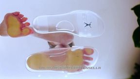 Giantess girlfriend crushes tiny boyfriend in her sandals