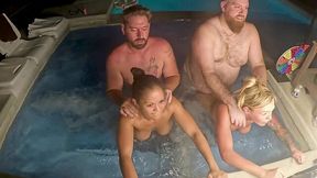 Slutty Hot Tub Gangbang: Deliah Grace & Jazmine Cruz Get Their Tight Pussies Drilled Nonstop
