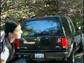 Ravin sucking dick outdoors gets gang banged