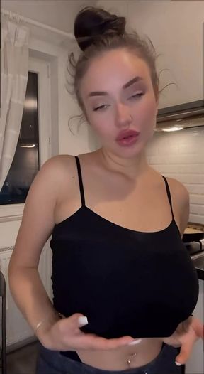 The drop breaks her feeding frenzy