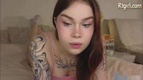 slender tattooed tgirl with tattoos and small cock shows off her hot body on webcam