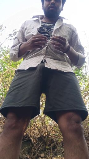 Outdoor masterbating watching with jerking and Peeing hard