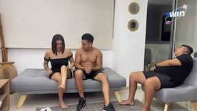 Melanie Caceres, the fledgling cuckold wife with large ass, cheats on her husband with his hottest pal - gets cum all over her from a gigantic fuck-stick in doggie porno en espanol!