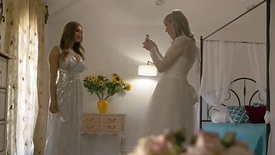 Trans bride fucks her busty bridesmaid before the wedding