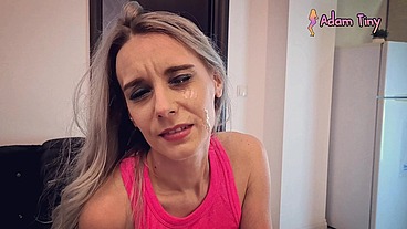 Slut with broken ankle in a wheelchair asked for my help, gave her a facial instead