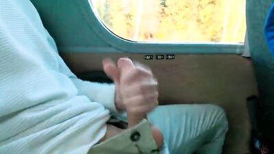 Risky BUS RIDE! Exhib twink burst a massive load in the backseat of a bus!