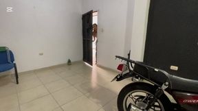 Dalilah and Jarlyn start the motorcycle in FB boots