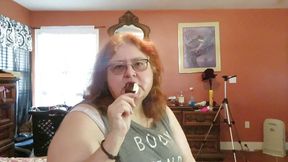 BBW redhead Mature Nurse vicki  licks and sucks on an ice cream