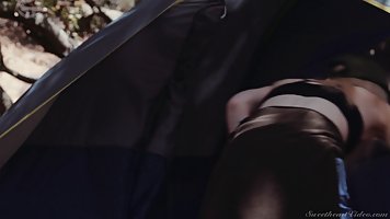 Charlotte Stokley and Aidra are making love in the tent and moaning from pleasure while cumming