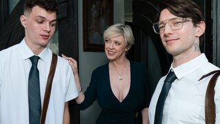 Blonde with huge tits doing what needed to be done