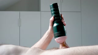 Jerking off big cock in slow motion with fleshlight, ruined, huge cumload