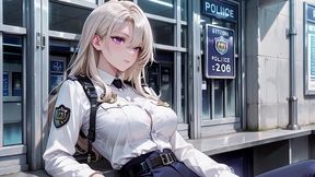 ai generated – so slutty white hair policewoman! strict at the station, total oiled slut in bed