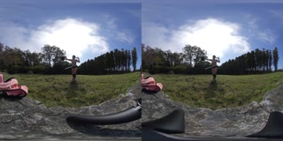 Nude Hula Hooping in a random backyard 180 VR Virtual Reality 3D
