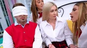 Sweet temptresses getting pounded in a foursome (Khloe Kapri, Nicky Rebel, Callie Black)