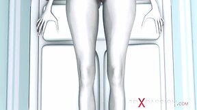 Robotic android engages in intense intergalactic encounter in space station surgery room