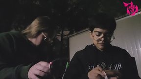 Smoking coughing and making out in the dark