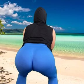 Big ass public beach workout