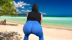 Big ass public beach workout