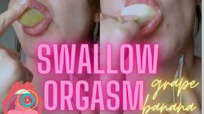 Orgasm from swallow grape,banana,kiwi