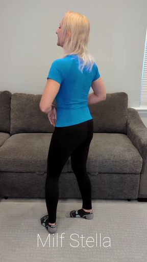 Blue Compression Shirt with Black Yoga Pants
