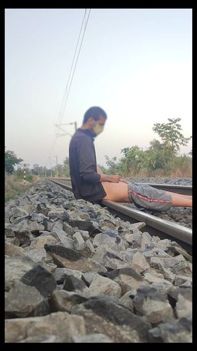 Masterbating in Railway Track Cumshot