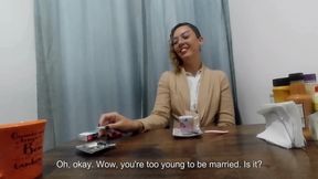 A lesbian agreed to suck and fuck in the coffee shop bathroom.