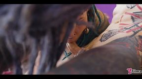 FFM TATTOO threesome with two alternative TEENS