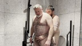 Stepdaddy Bears Fuck Bareback in Shower