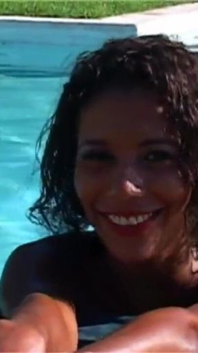 Priska Farel: Priska Farel Plays the Cat by the Pool. This Is so Cute