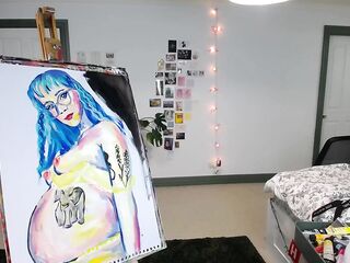 Painting a pregnant self portrait