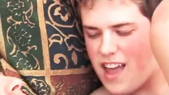 Amateur Twink Threesome Bareback Fuck and Blowjob