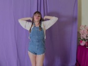 Mila Pee's in New Denim Overalls (FETISH / KINK)