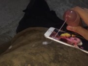Slow motion huge cumshot load