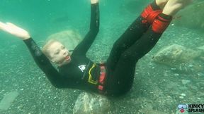 Ocean Rope Bondage with Ballgag in Wetsuit - WMV