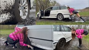 Stuck in the mud with an old BMW (custom video)