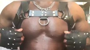 verbal leather harness freaky black muscle tit play