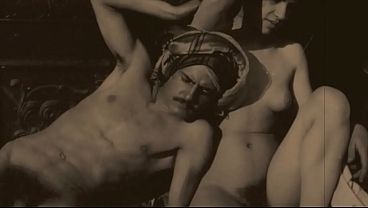 Vintage erotic art comes to life as a stunning beauty poses for her