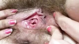 huge clitoris rubbing closeup masturbation unshaved vagina leaking w