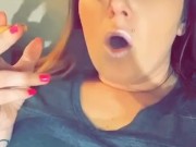 Hot Cam Girl Smokes While Rubbing Her Tits