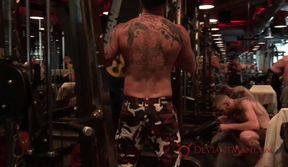 Sweat-soaked humid trio-some At The Gym