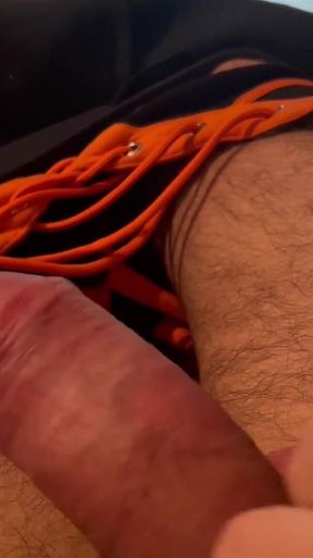 Handjob in Black and Orange Jockstraps