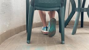 TWO GIRLS IN STINKY NIKE SNEAKERS SHOEPLAY UNDER THE CHAIR (LONG VERSION) - MP4 Mobile Version