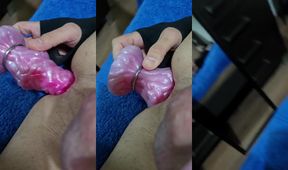 Sissy Femboy Ass Destroyed by Ribbed Dildo Gushing Cum Leak