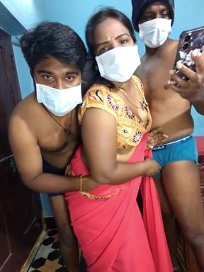 Thresome with Husband and Husband&#039;s Friend. They Fuck to Together.