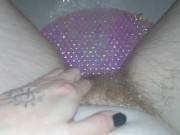 Hairy Trans Masturbation, Wet, Shower