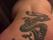 Johnny Ryder uses his white daddy cock dildo on his hole