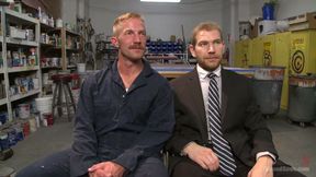 Cocky Businessman Bound and Fucked in the Metal Shop