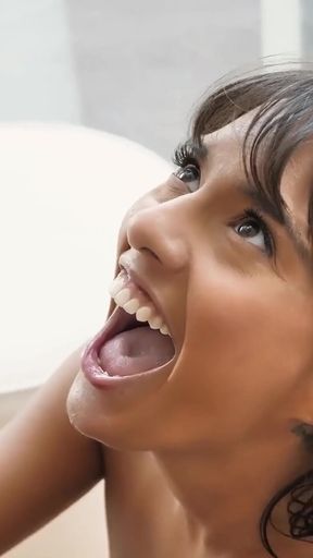 Hot babe Janice Griffith takes a facial and loves cumshots