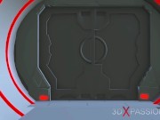 A hot blonde gets fucked by 3d alien dickgirls in the space sation